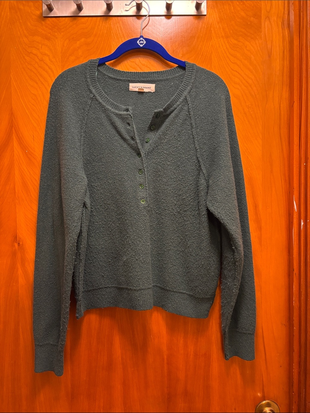 Lucky Brand Teal Henley Knit Pullover